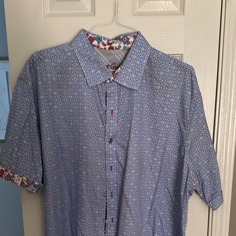 Robert Graham big and tall Blue and Red Casual Button Down Shirt